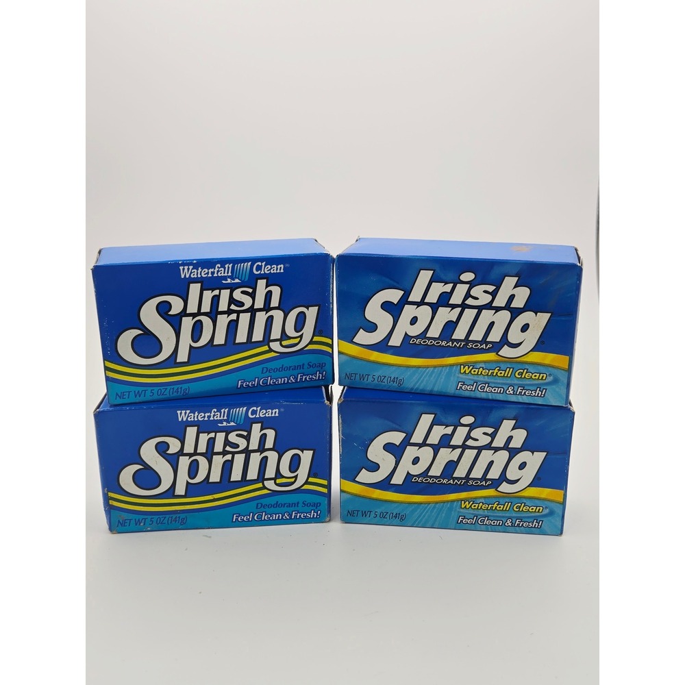 Irish Spring Waterfall Clean Deodorant Soap 5 oz Bars 4 Pack Bundle Made in USA